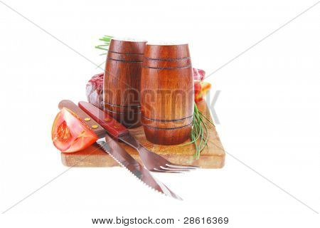 ready to cook: raw beef fillet mignon on cutting board prepared for roasting