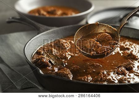 Served Of Portion Of Traditional Beef Stew - Goulash