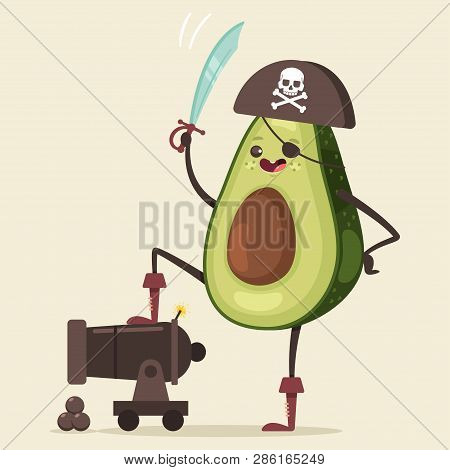 Cute Pirate Fruit Vector Cartoon Character.