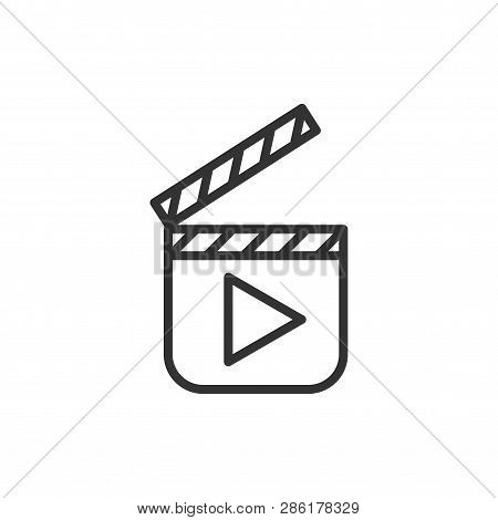 Film Clapperboard Thin Line Illustration Isolated On White Background