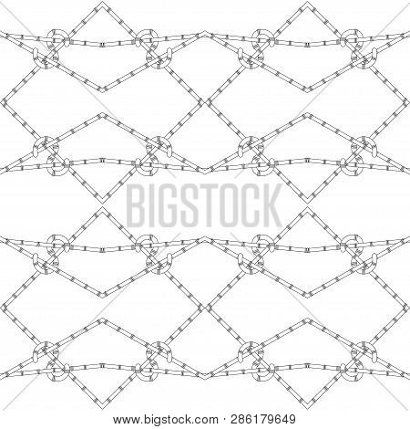 Vector Seamless Texture With Bamboo Stems On White Background