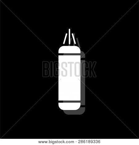 Punching Bag. White Flat Simple Icon With Shadow