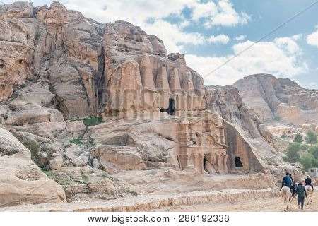 The Triclinium Is Built In Front Of The Obelisk Tomb. Petra Is One Of The New Seven Wonders Of The W