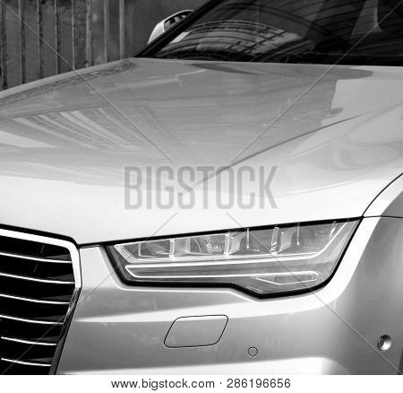 Strasbourg, France - Oct 1, 2017: Black And White Silver Luxury Audi A8 Vehicle Parked In An Upper-c