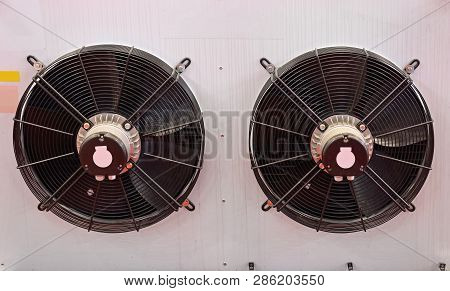 Two Cooling Fans At Industrial Equipment Machien