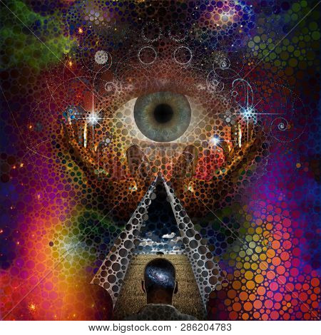 Abstract painting, human thoughts. Faith in God. 3D Rendering