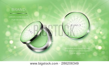 Cosmetic Realistic Vector Ads Banner With Corrector For Perfect Makeup, Decorative Cosmetics. Neutra
