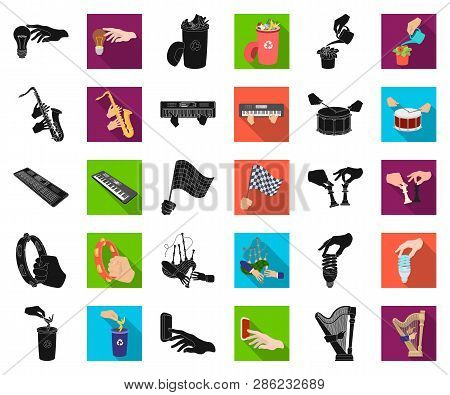 Manipulation By Hands Black, Flat Icons In Set Collection For Design. Hand Movement Vector Symbol St