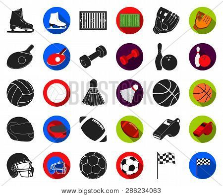 Furniture And Interior Black, Flat Icons In Set Collection For Design. Home Furnishings Vector Isome