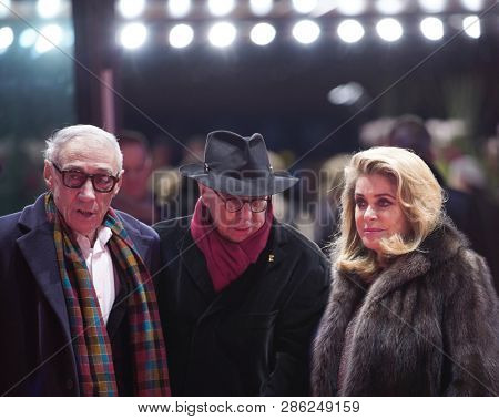  Catherine Deneuve, Andre Techine, Dieter Kosslick pose at the 'Farewell To The Night' during the 69 Berlinale Festival at Berlinale Palace on   February 12, 2019 in Berlin, Germany.                  