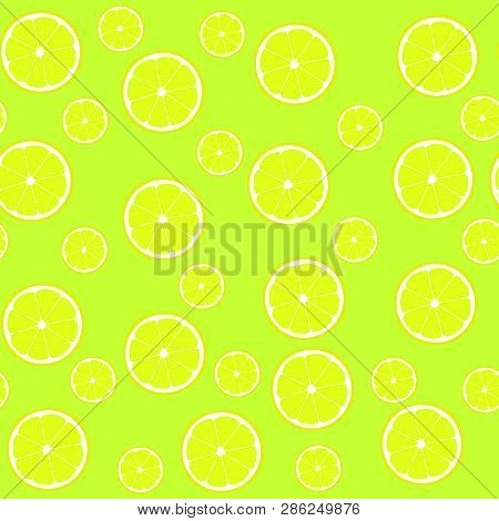 Seamless Pattern Lemons With Half. Vector Illustration Fof Decoration.
