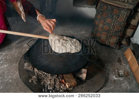 Woman Preparing Or Making Borek Or Bread Dough, Close-up