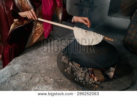Woman Preparing Or Making Borek Or Bread Dough, Close-up