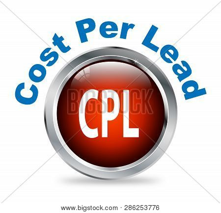 Illustration Of Shiny Round Glossy Button Of Cost Per Lead - Cpl