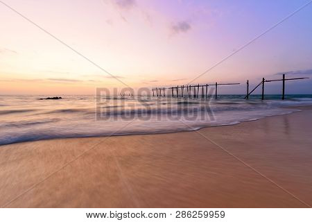 Scene Of Beautiful Colored Sky And Sea During Sunset At Pilai Beach, Phang-nga Province, Thailand