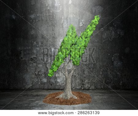 Concept For Supply Or Development Of Green Energy Generation, Tree With Green Leaves In Lightning Bo