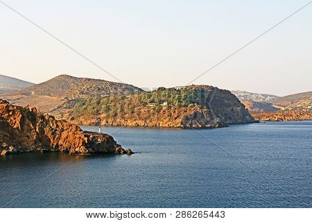 View Of The Island Of Patmos, Greece In The Aegean Sea Where St. Paul Wrote The Book Of Revelation I