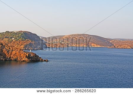 View Of The Island Of Patmos, Greece In The Aegean Sea Where St. Paul Wrote The Book Of Revelation I