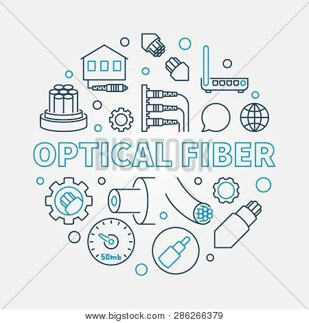 Optical Fiber Vector Round Creative Illustration In Thin Line Style