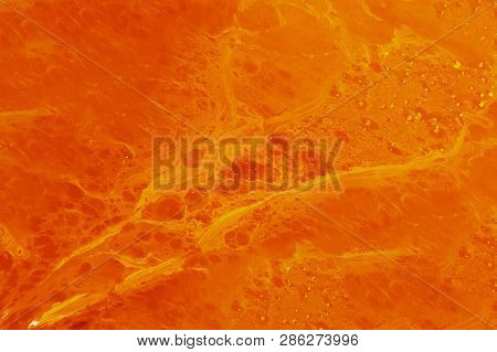 Metal On Casting. Red Hot Magma Texture Pattern, Red Glowing Liquid Of Melt Steel Iron. Abstract Bac
