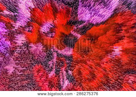 Color Extrusion Floral Background, Bright Color Abstractions, Extrusion Blocks And Pyramids. Abstrac
