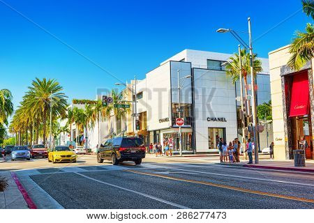 View Of The Fashionable Street Rodeo Drive In Hollywood, La.