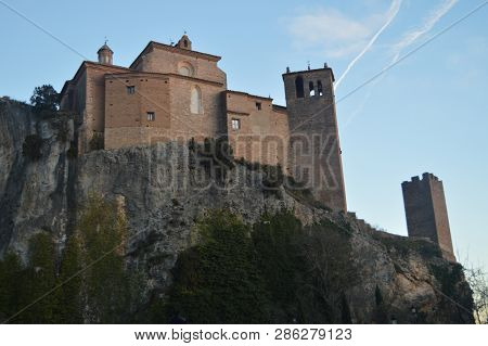 Views From Its Lower Back Part Of The Medieval Castle Collegiate In Alquezar. Landscapes, Nature, Hi
