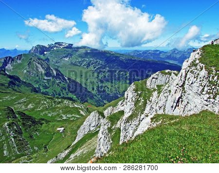 Panorama From The Alpine Peak Margelchopf In The Alviergruppe Mountain Range - Canton Of St. Gallen,