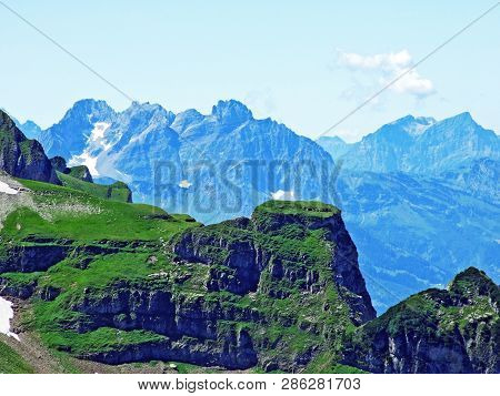 Panorama From The Alpine Peak Margelchopf In The Alviergruppe Mountain Range - Canton Of St. Gallen,