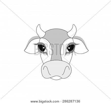 Cow Flat Icon On White Background. Farm Animal. Vector Of A Cow Head.