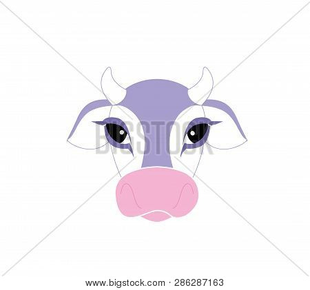 Cow Flat Icon On White Background. Farm Animal. Vector Of A Cow Head.