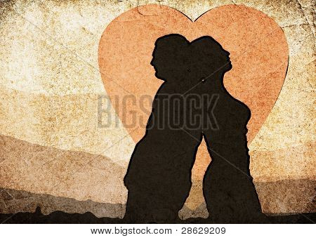 schaduw van de man en de vrouw, vintage clipart