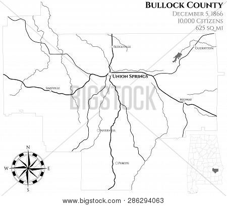 Large And Detailed Map Of Bullock County In Alabama, Usa