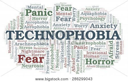 Technophobia Word Cloud. Wordcloud Made With Text Only.
