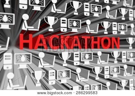 Hackathon Concept Blurred Background 3d Render Illustration