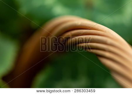 Wicker Basket. Wooden Basket. Rattan Basket. Detail Of A Rattan Basket. Wicker Surface.
