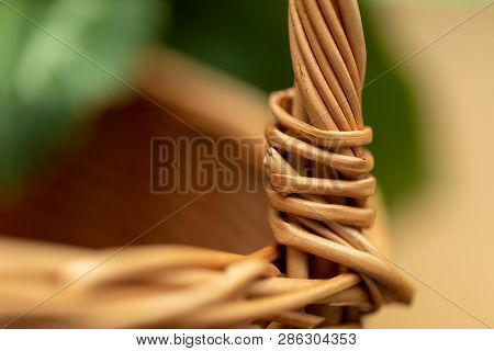 Wicker Basket. Wooden Basket. Rattan Basket. Detail Of A Rattan Basket. Wicker Surface.
