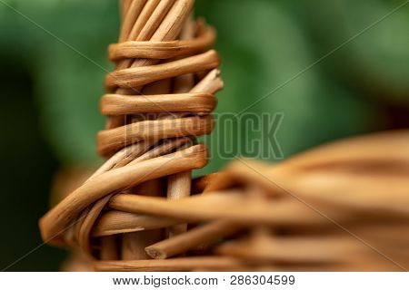 Wicker Basket. Wooden Basket. Rattan Basket. Detail Of A Rattan Basket. Wicker Surface.