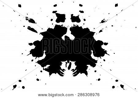 Rorschach Inkblot Test Illustration, Symmetrical Abstract Ink Stains