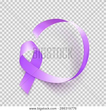 World Epilepsy Day. March 26. Realistic Purple Ribbon Symbol. Template For Poster With Handdrawn Let