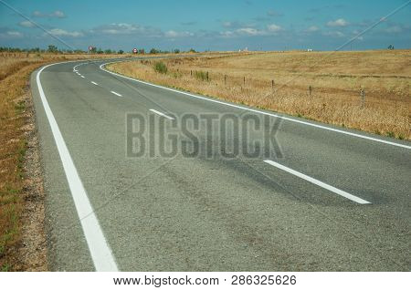Road Through Rural Landscape Near The Monfrague National Park