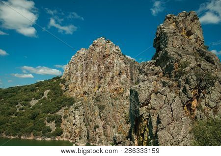 Valley With Cliffs And The Tagus River At The Monfrague National Park