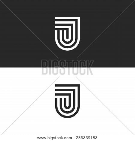 Letter J Logo Monogram In The Form Of A Shield, Stylish Linear Design Initials Jjj Emblem In A Minim