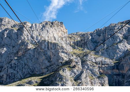 Fuente De In The In Mountains Of Picos De Europa, Cantabria, Spain. In The Heart Of The Picos De Eur