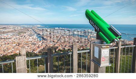 Public Telescope On Mount St. Clair Overlooking The Town Of Sete