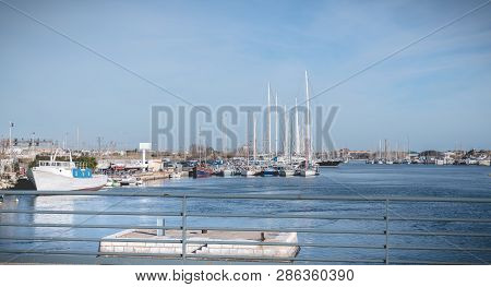 Sete, France - January 4, 2019: View Of The Marina In The City Center Where Pleasure Boats Are Parke