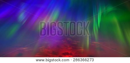 Northern lights, sky close-up. All colors are razhugi. Great view. The whole palette of colors in the same sky