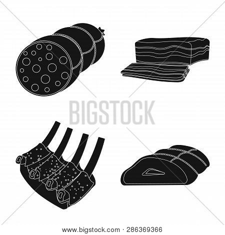 Isolated Object Of Meat And Ham Symbol. Collection Of Meat And Cooking Vector Icon For Stock.