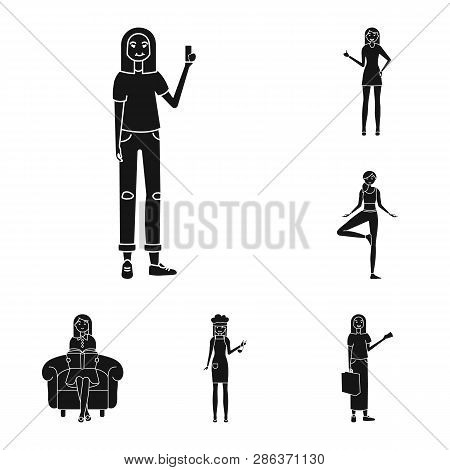 Isolated Object Of Emotions And Female Logo. Set Of Emotions And Body Stock Symbol For Web.