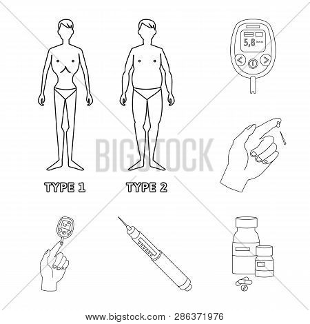 Vector Illustration Of Mellitus And Diabetes Logo. Set Of Mellitus And Diet Vector Icon For Stock.